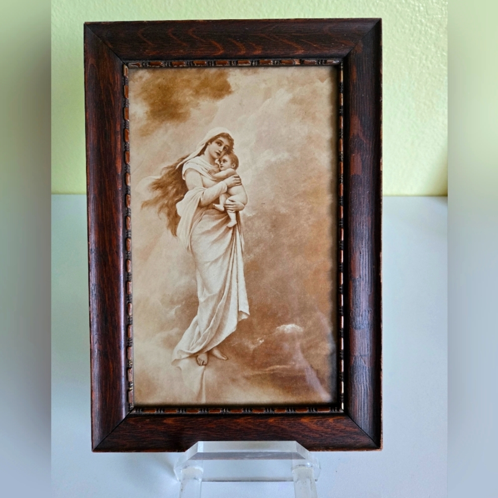 Madonna & Child, antique lithograph